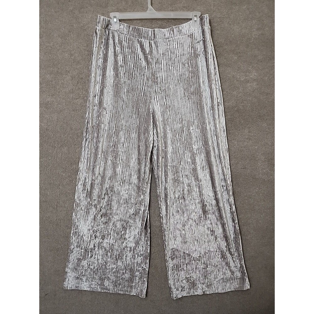 Banana Republic Silver Crushed Velvet Wide Leg Pants